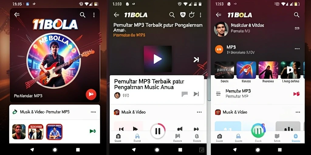 Antarmuka 11BOLA yang modern dan efisien untuk Pemutar MP3.