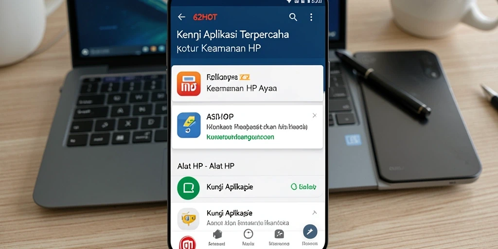 Tampilan antarmuka aplikasi Kunci Aplikasi 62HOT yang user-friendly.