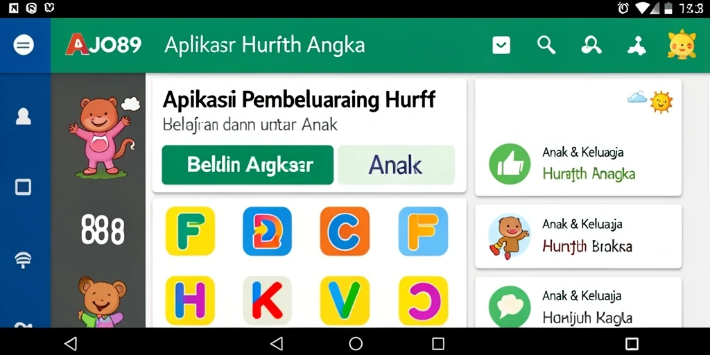 Tampilan antarmuka AJO89 yang intuitif dan ceria.