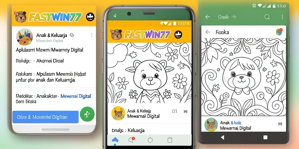 Tampilan antarmuka aplikasi Mewarnai Digital FASTWIN77 yang interaktif dan ramah anak.