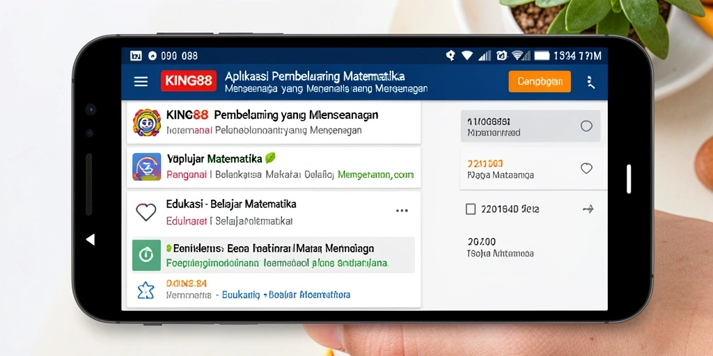 Antarmuka aplikasi KING88 yang interaktif dan mendidik untuk belajar matematika.