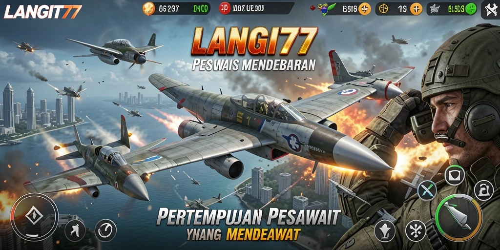 Tampilan antarmuka LANGIT77 saat pertempuran udara yang epik.