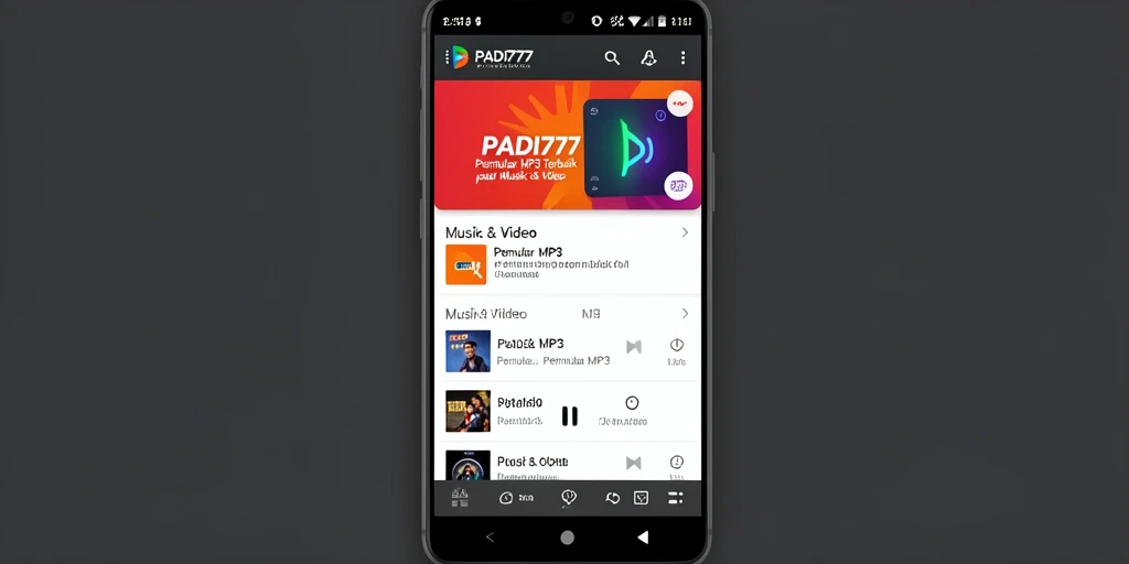 Screenshot PADI777 menampilkan antarmuka Pemutar MP3 yang menarik dan fungsional.