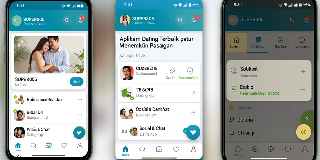 Tampilan antarmuka yang modern dan mudah digunakan untuk aplikasi Dating.