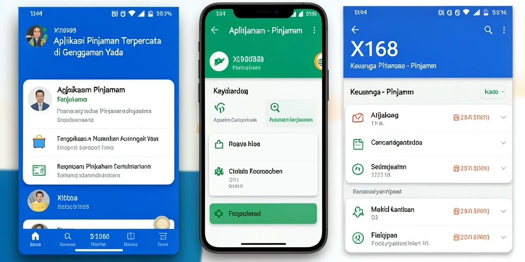 Antarmuka aplikasi X168 yang intuitif untuk pengajuan pinjaman.